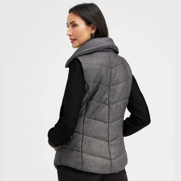 Chico's Zenergy Foil Quilt Puffer Vest Black - Picture 7 of 10